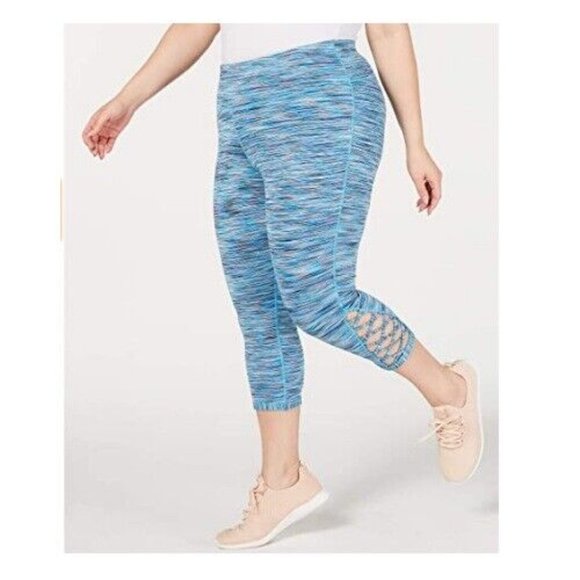 Ideology Womens Aqua Leggings Space-Dyed Cropped Coastal Tight Plus Dark Blue 1X - Picture 3 of 3
